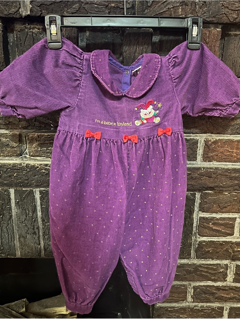 Carter's Purple Corduroy One-Piece with Red Accent Bows
